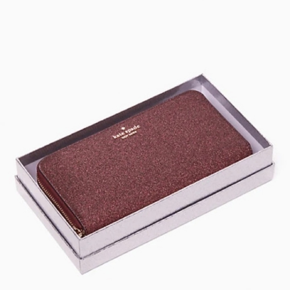 NWT Kate Spade NY Shimmy Large Continental Wallet glittery purple